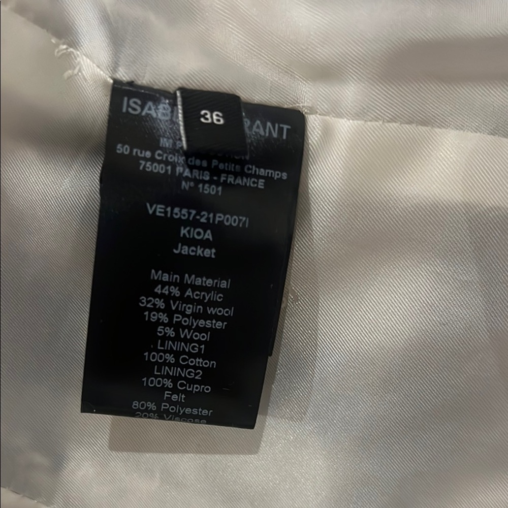 ISABEL MARANT Plaid Women's Jacket in Cream and Black SIZE 36 - Picture 8 of 16
